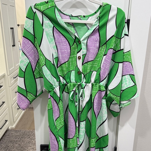 SHEIN Green and Purple Patterned Jumpsuit - Picture 1 of 1